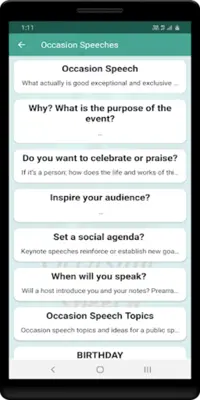 Occasion Speeches android App screenshot 2